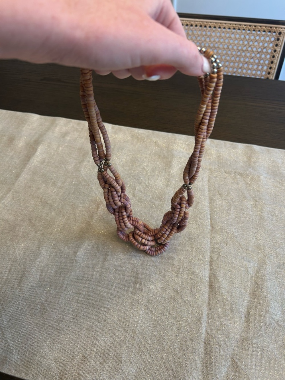 Vintage Wood Beaded Statement Necklace - Picture 2 of 3